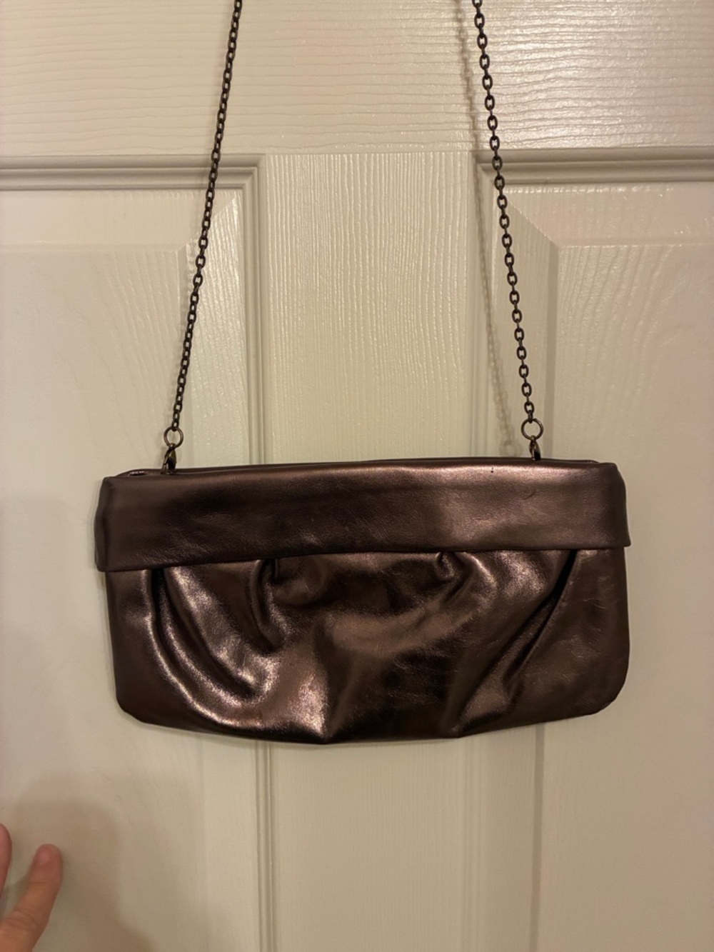 Doncaster Metallic Brown Wristlet Clutch with Chain Strap‎